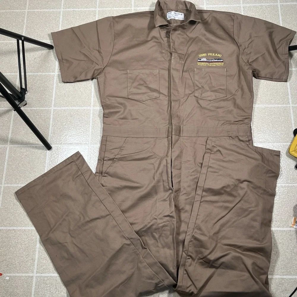 Vintage US Marine Miltary Khaki Overalls‎ Usns Pililaau Size 46R